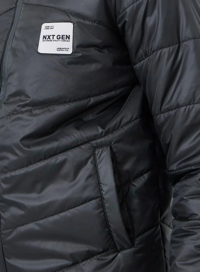 Styli  Men Oversized Fit Solid Hooded Puffer Jacket for Men | Best Price UAE